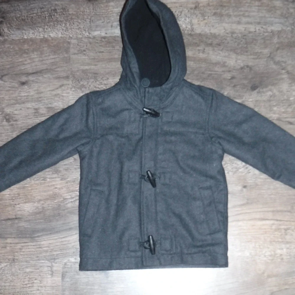 Old Navy Boys Dark Gray‎ Toggle Hooded Jacket Size 3T